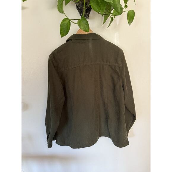 Alfred Dunner Lightweight Jacket Size 2x Olive Green Lined Long Sleeve Button Up - Picture 4 of 4